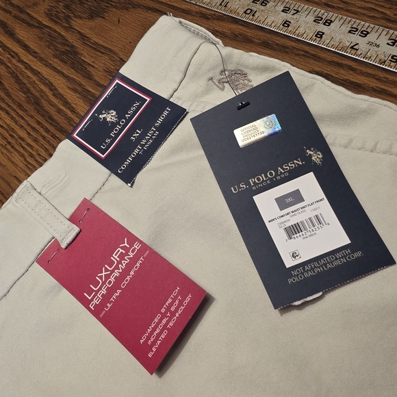 NWT U.S. POLO ASSN Comfort Waist Shorts Men's 3XL In Tan 7" Inseam - Picture 6 of 9